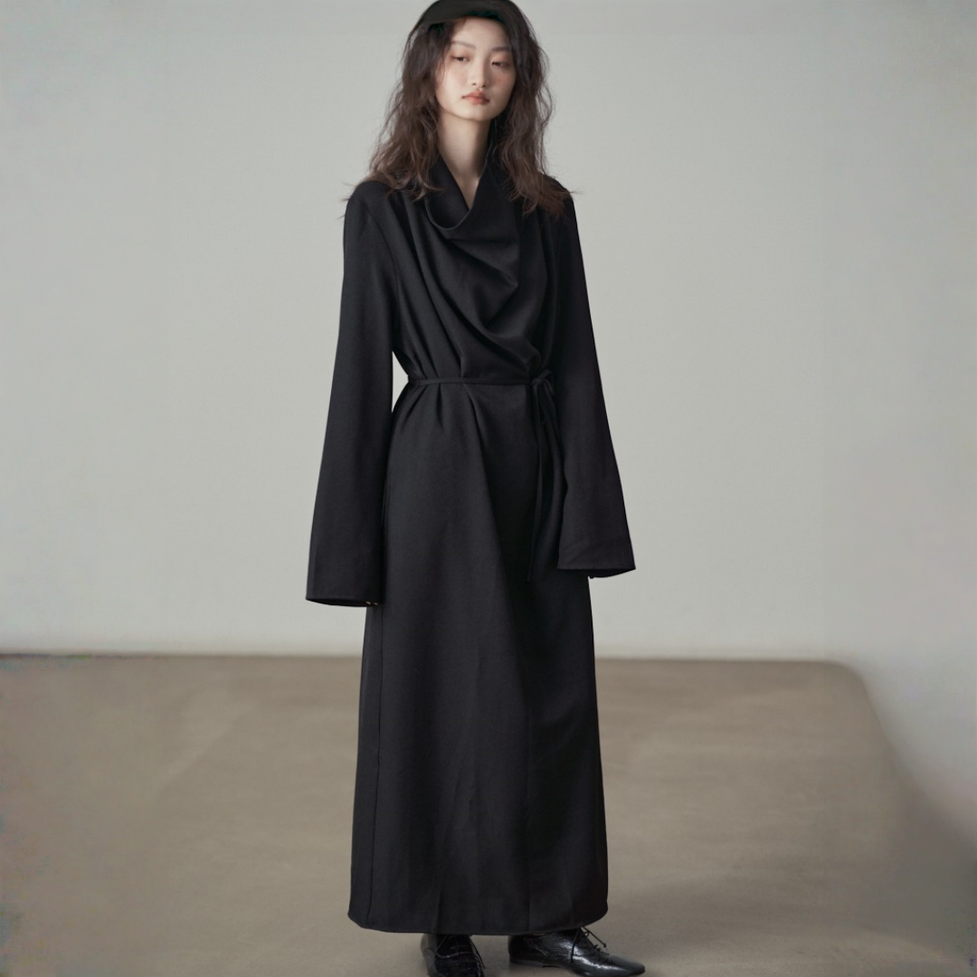 【ワンピース】春 秋 ドレープネック 無地 ワンピース 【JZシリーズ】