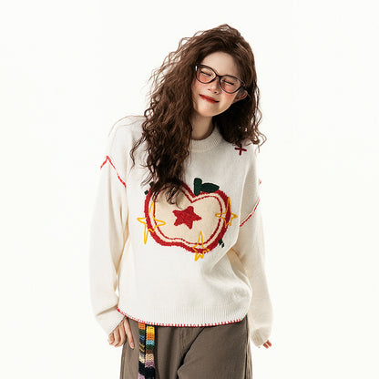 【トップス】 アメリカンレトロ アップルジャガード クルーネック ニット【FCシリーズ】