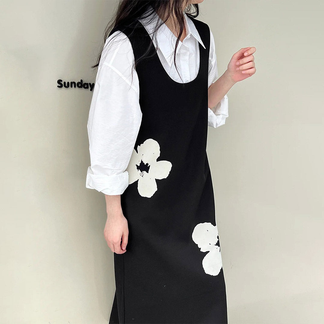 【ワンピース】春秋冬 気質よい ゆったり プリント 合わせやすい ノースリーブワンピース【SNシリーズ】