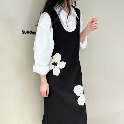 【ワンピース】春秋冬 気質よい ゆったり プリント 合わせやすい ノースリーブワンピース【SNシリーズ】