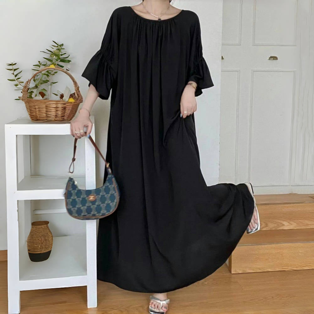 【ワンピース】夏 エレガント プラスサイズ 前後着用可能 半袖ワンピース