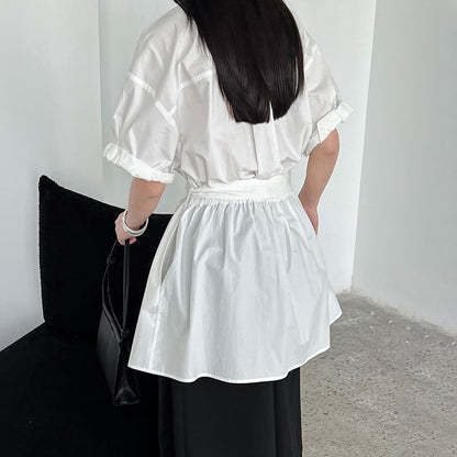 【トップス】韓国風 デザイン性 ウエストベルト付き シャツ レディース 夏新作 ウエストマーク 半袖 トップス【SNシリーズ】