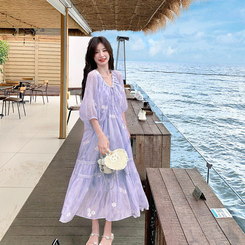 【ワンピース】おしゃれでユニーク やさしい雰囲気 若見え 半袖 ワンピース 【SHシリーズ】