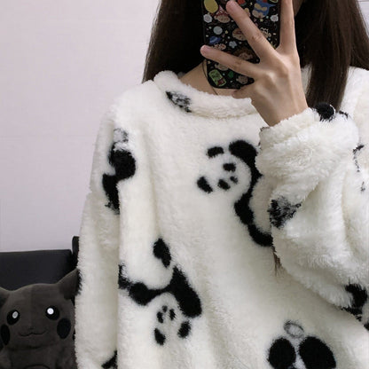 【インナー】パンダ柄 コーラルフリース ペア対応 厚手 保温 フランネル ルームウェア レディース/メンズ