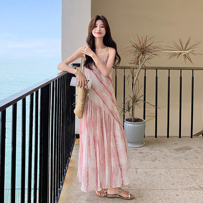 【ワンピース】フレンチ風 夏 エレガンス グラデーション ノースリーブキャミソールワンピース【SHシリーズ】