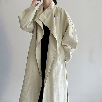 【アウター】春 秋 オーバーシルエット ミディアムロング丈 シングルボタン トレンチコート 【JZシリーズ】
