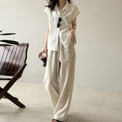 4color【トップス】リネン100% 韓国風 夏新作 無地 ゆったり 細見え シャツ【JZシリーズ】