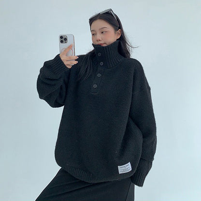 【トップス】春秋冬 ゆるレトロ 厚手 タートルネック ニットプルオーバー レディース【FCシリーズ】