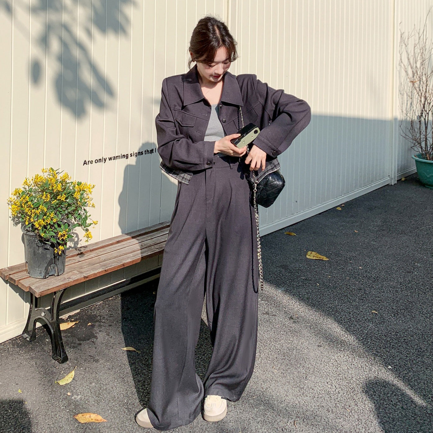 2点セット！【セットアップ】ミニマル デザイン 2点上下セット 春新作 ジャケット＆ワイドパンツ レディース【JZシリーズ】