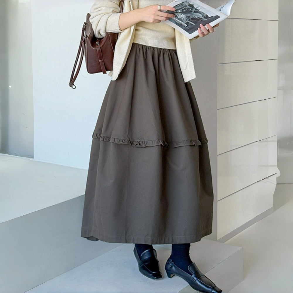 【ボトムス】秋新作 韓国風 エレガント カジュアル ミディスカート 女子 大人可愛い【JZシリーズ】