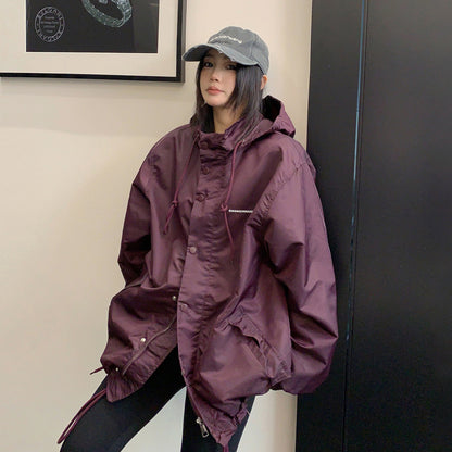 【アウター】 ニマルデザイン ブラック ゆったり ジャケット コクーンシルエット トレンチコート レディース【FCシリーズ】