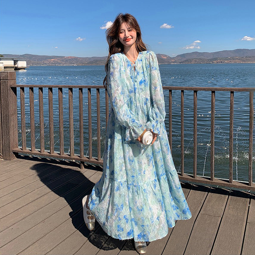 【ワンピース】フレンチロマンチック エレガンス リゾート風 日焼け防止 長袖ワンピース【SHシリーズ】