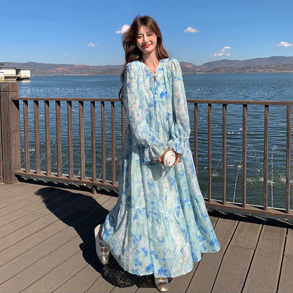 【ワンピース】フレンチロマンチック エレガンス リゾート風 日焼け防止 長袖ワンピース【SHシリーズ】