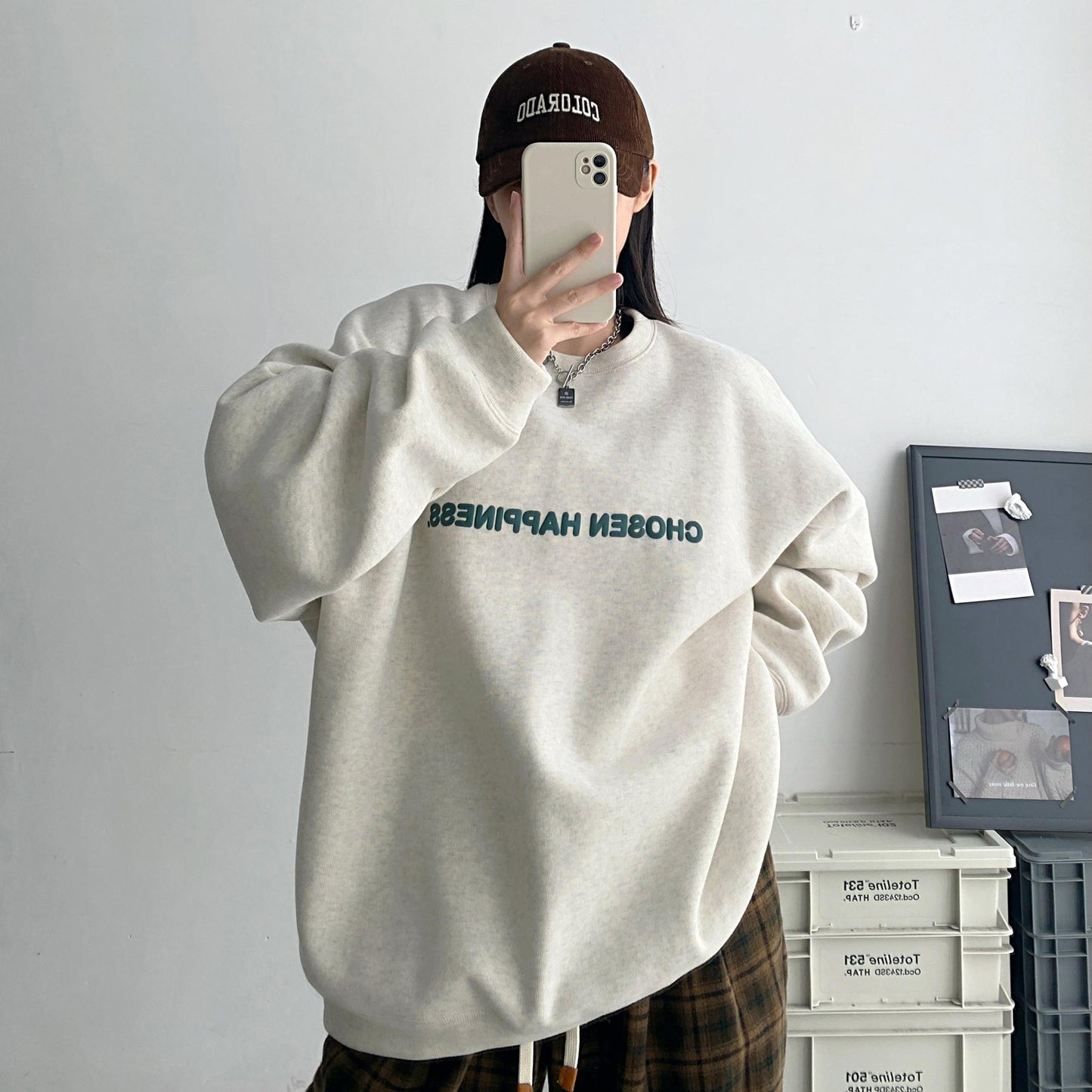 【トップス】立体ロゴデザイン 裏起毛スウェット レディース 秋冬 ゆったり クルーネック プルオーバー パーカー【FCシリーズ】