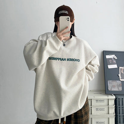 【トップス】立体ロゴデザイン 裏起毛スウェット レディース 秋冬 ゆったり クルーネック プルオーバー パーカー【FCシリーズ】