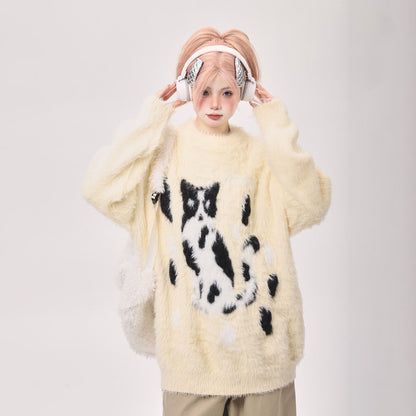 【トップス】ゆったり 小众 上品 クルーネック フェイクミンクニット レディース 秋冬 セーター【FCシリーズ】