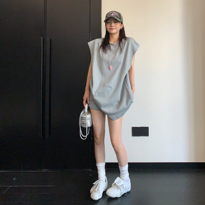 【トップス】ミニマル アメリカンレトロ リラックス感 タンクトップTシャツ 【FCシリーズ】