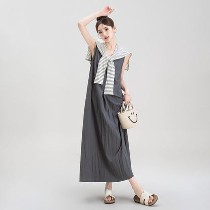【ワンピース】レディース ワンピース 夏 セットアップ ストライプ ノースリーブ ロング ゆったり 上品 フレンチ風 2026新作【JZシリーズ】