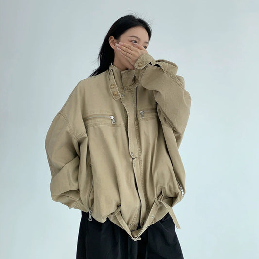 【アウター】春 秋 冬 ヴィンテージ加工 レトロ 立襟 ジャケット 【FCシリーズ】