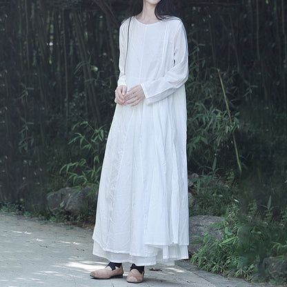 【ワンピース】新作 シンプルで洗練された コットン 長袖ワンピース【AHシリーズ】
