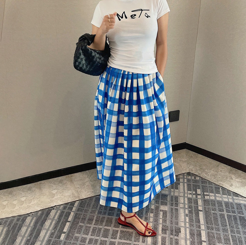 【ボトムス】韓国風 スリム見え 上品な雰囲気 ハイウエストミモレ丈フレアスカート 夏新作 ゆったりシルエット 【SHシリーズ】