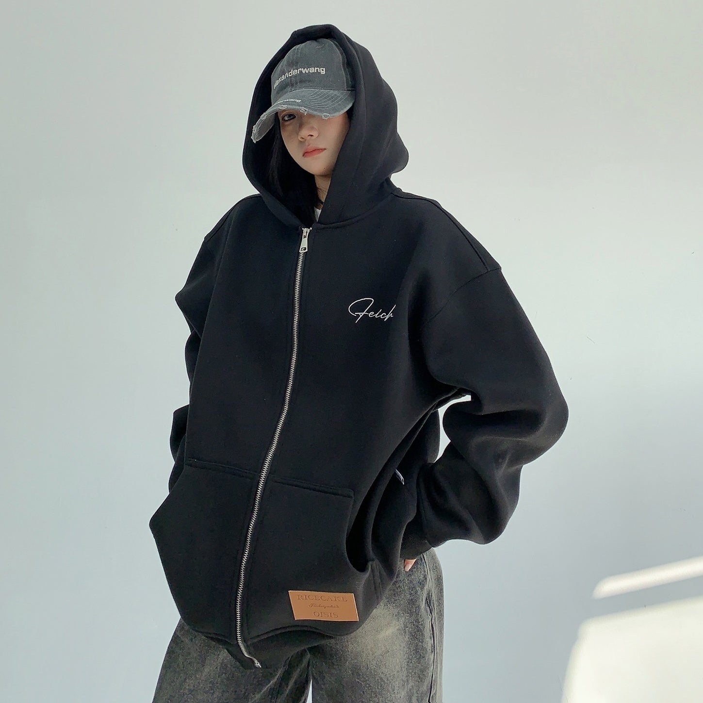 アウター】春 秋 冬 ゆるシルエット 刺繍 フード付き ジャケット 【FC