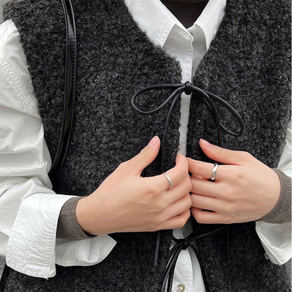 【トップス】春 秋 冬 コーデュロイ風レザー レースアップ ベスト  【JZシリーズ】