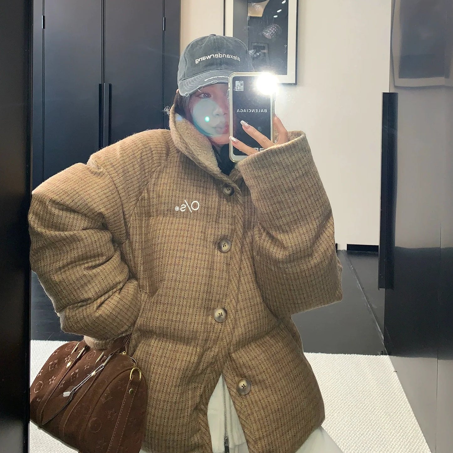 【アウター】チェック柄 厚手 春 秋 冬  綿入れコート 【FCシリーズ】