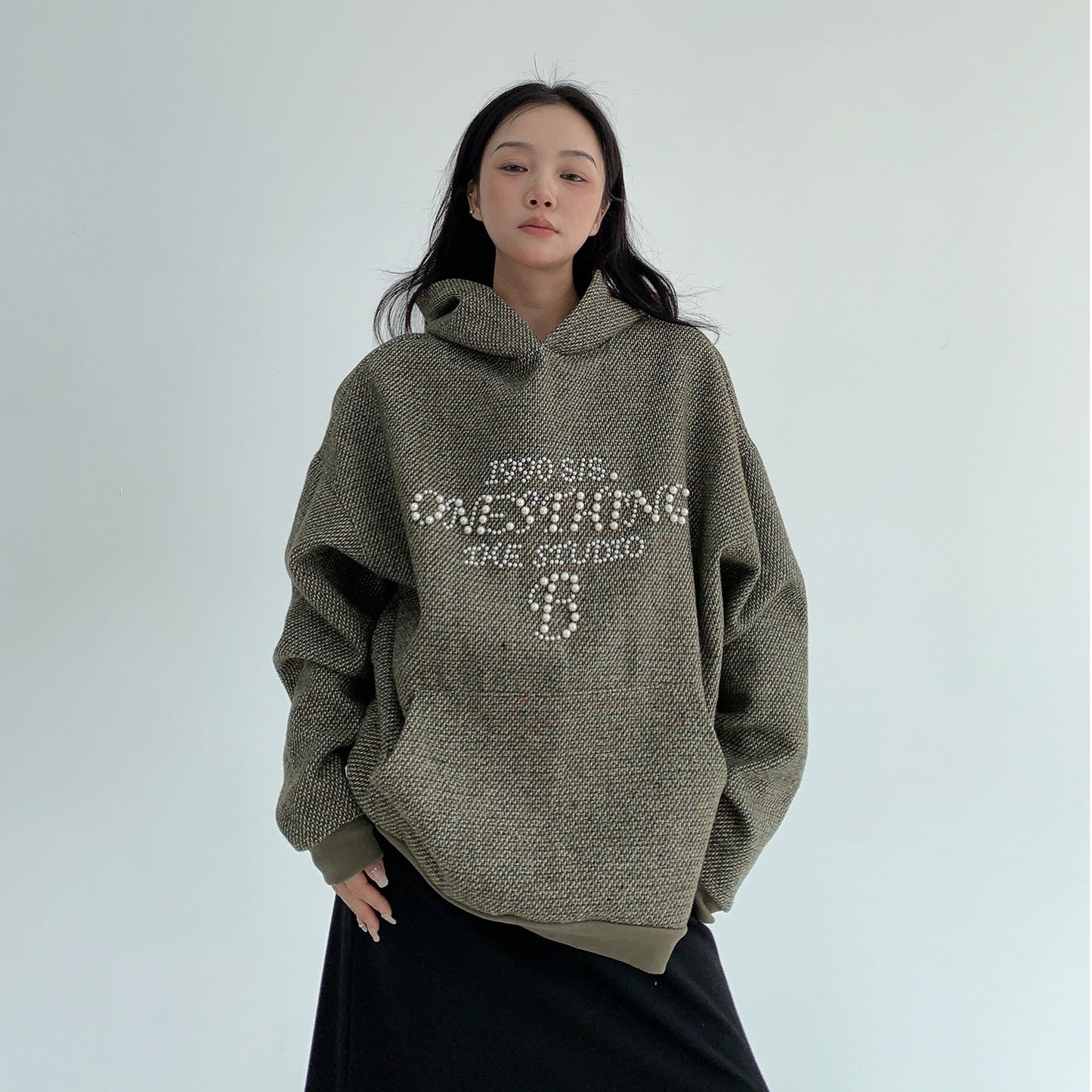 【トップス】春 秋 冬 ビーズ付き フード付き ヴィンテージ風 パーカー 【FCシリーズ】