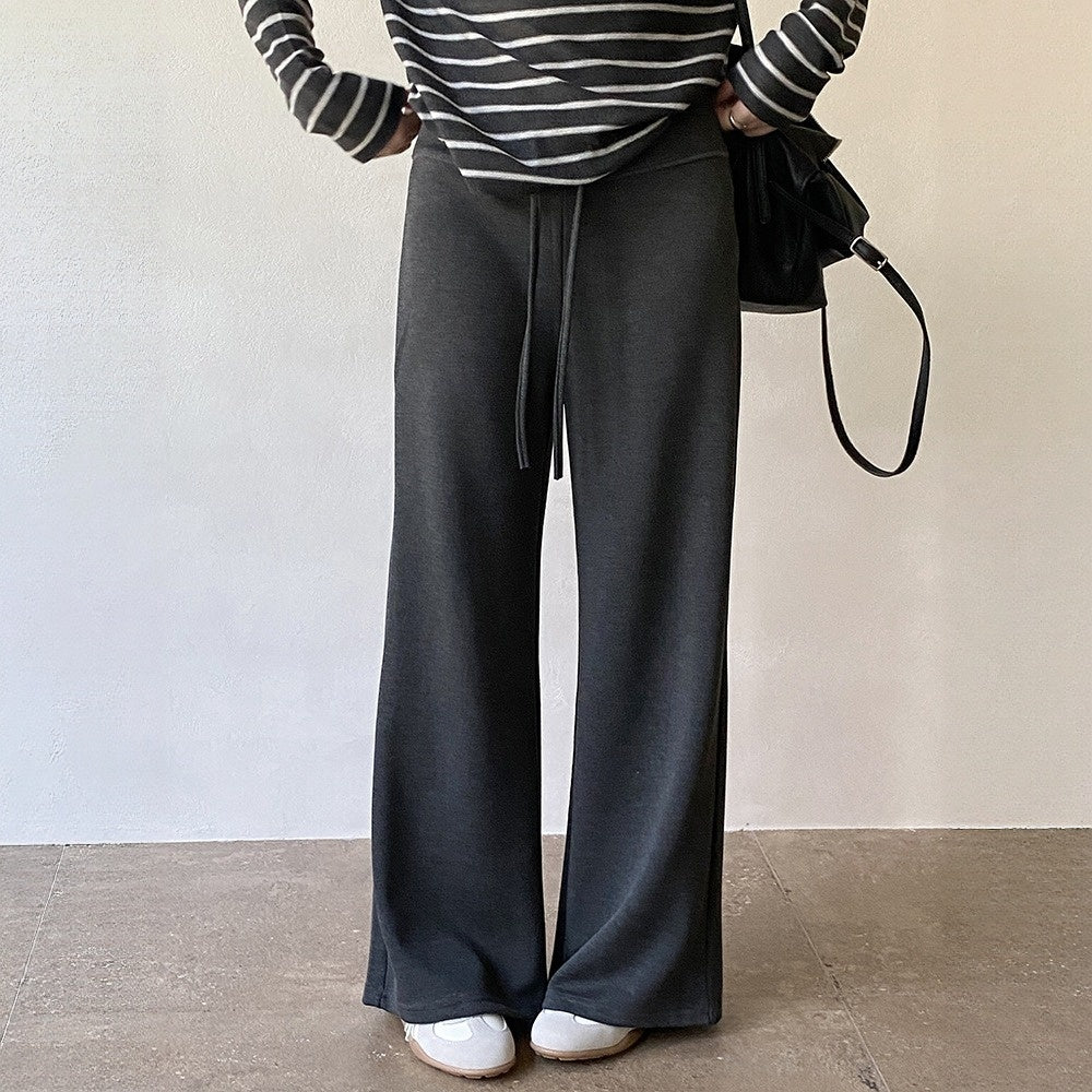 【ボトムス】ニット 着痩せ ロング丈 ドレープ感 ワイドパンツ 【JZシリーズ】