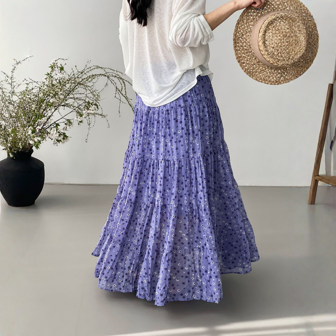 【ボトムス】モネガーデン風 小花柄 ナチュラル フレッシュ スカート 【SHシリーズ】