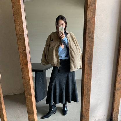 【ボトムス】春 秋 冬 フレンチ マーメイド 落ち感 ロングスカート 【JZシリーズ】