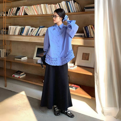 【トップス】春 秋 冬 キュート フリル ポロ襟 シャツ 【JZシリーズ】【10~15日発送】