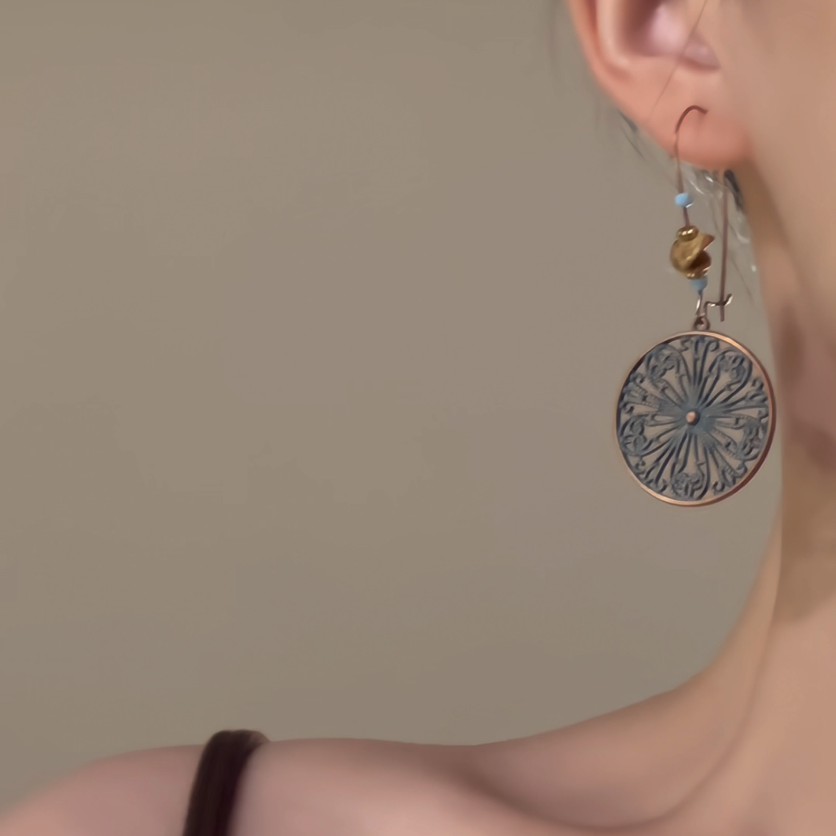 【🎁 B2G1｜先行スタート！】【グッズ】夏新作 新中式デザイン 古風エスニックスタイル 青銅グリーンピアス 個性派イヤリング