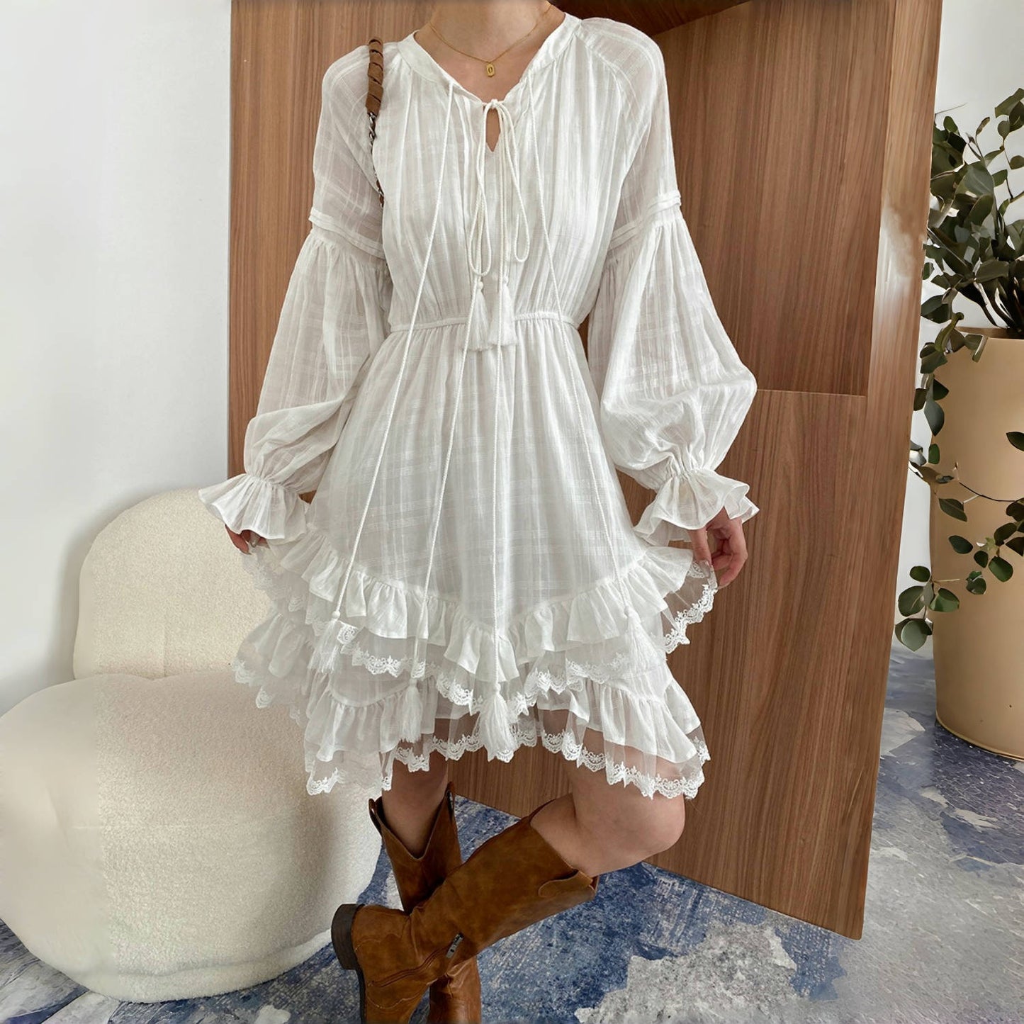 【ワンピース】春秋 存在感抜群 スウィート 若見え 高品質 長袖ワンピース【SNシリーズ】