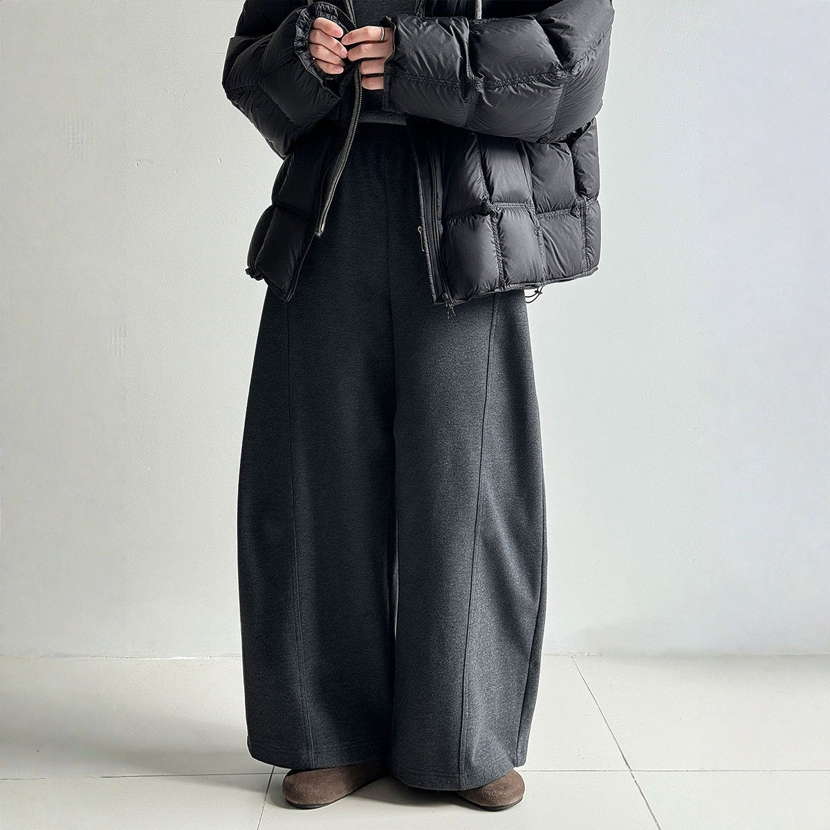 【ボトムス】裏起毛 ウール混 細見え 春 秋 冬 バナナパンツ  【JZシリーズ】