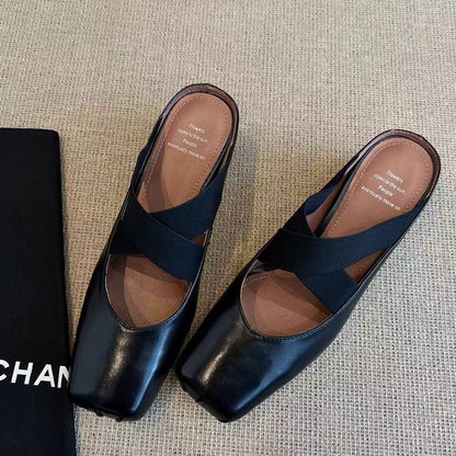 【シューズ】夏の新作  スクエアトゥ ギャザー加工  デイリーコーデにぴったり パンプス