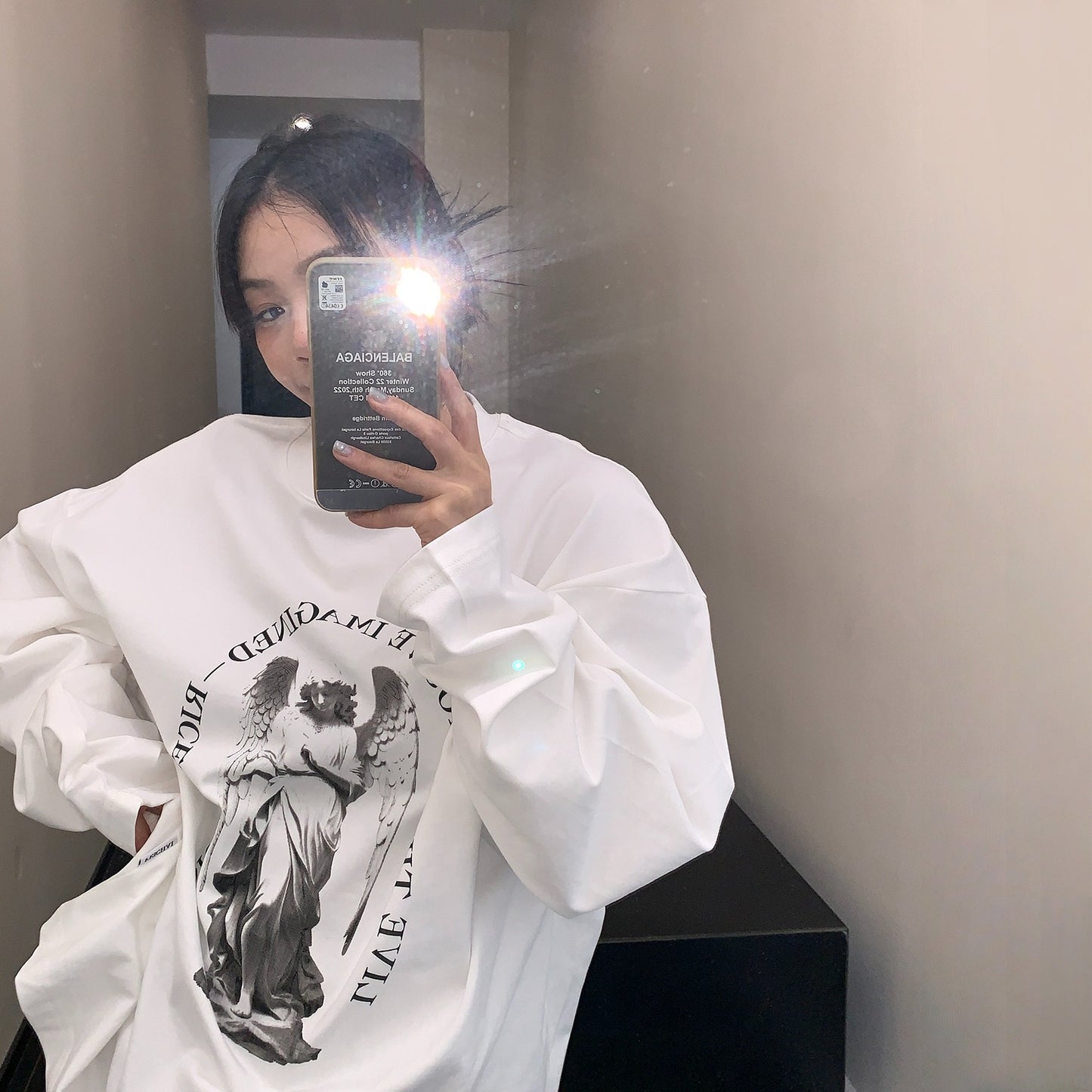 【トップス】春 秋 冬 リラックス感 プリント 長袖Tシャツ 【FCシリーズ】