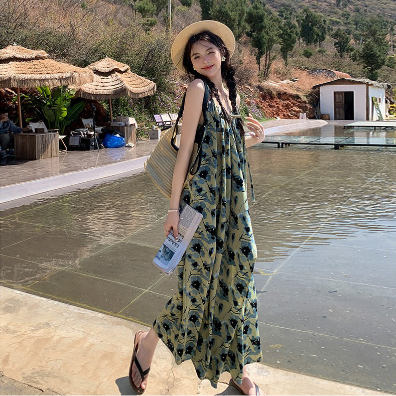 【ワンピース】ビーチリゾート風 夏 高級感 独特なエレガンス ノースリーブワンピース【SHシリーズ】