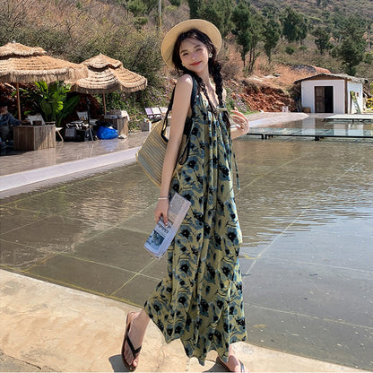 【ワンピース】ビーチリゾート風 夏 高級感 独特なエレガンス ノースリーブワンピース【SHシリーズ】