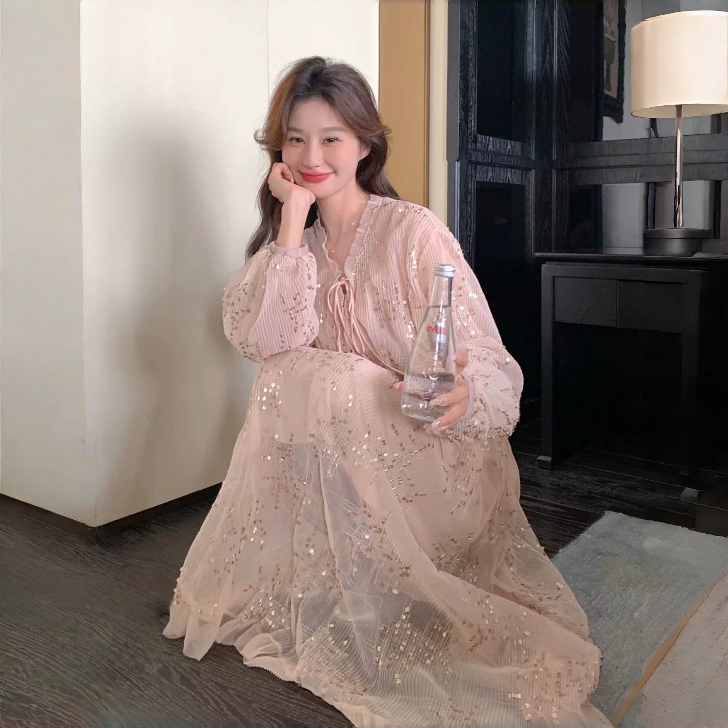 【ワンピース】可愛い シンプル 気質よい レディース 着痩せ 長袖ワンピース【JZシリーズ】