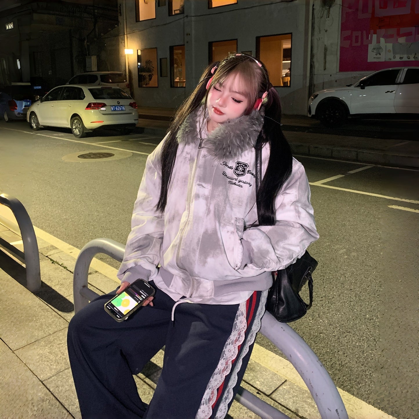 【アウター】アメリカン グラデーション フード付き メンズ＆レディース 厚手 痩せ見え 綿入れコート【FCシリーズ】