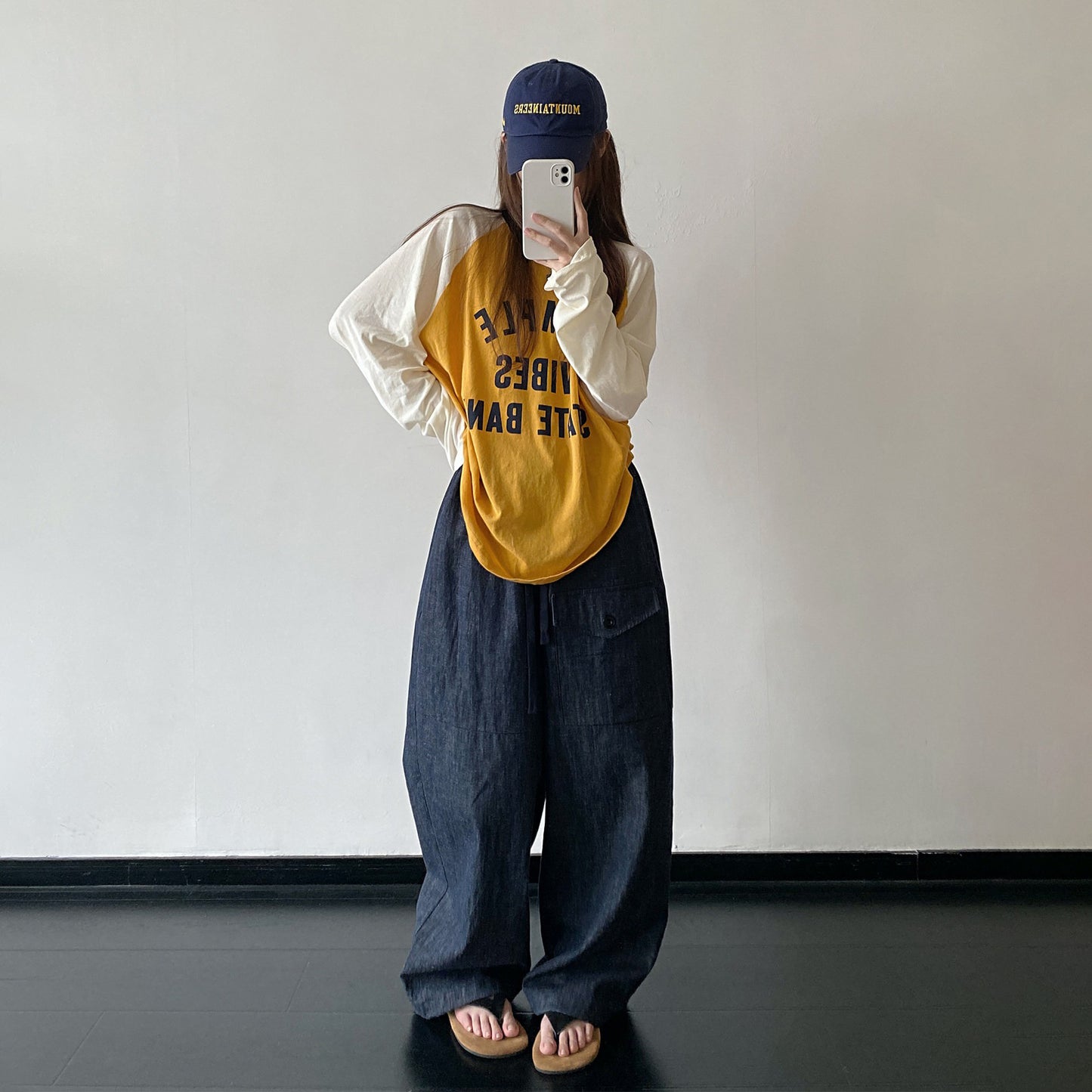 【トップス】アメリカンレトロ ロゴプリントロンT レディース メンズ ビッグシルエット 配色デザイン Ｔシャツ【FCシリーズ】