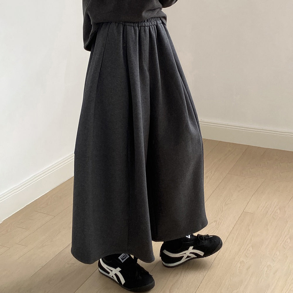 【ボトムス】✨ソフト＆着瘦せ♡韓国風ゴムウエストワイドパンツ 秋冬 レディース 九分丈【JZシリーズ】