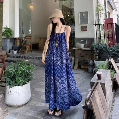 【ワンピース】夏新作 エスニック風 高級感 ゆったりカジュアル リゾート ノースリーブワンピース【SHシリーズ】