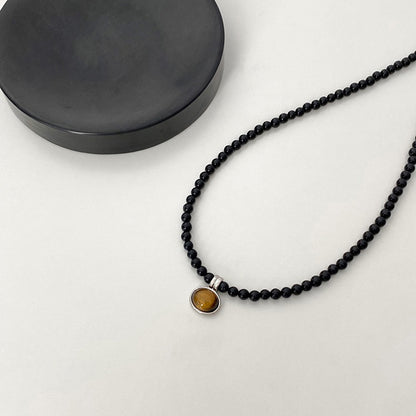 【🎁 B2G1｜先行スタート！】【グッズ】色褪せ防止 ブラックオニキス タイガーアイ メラード ネックレス 上品 チョーカー チェーン ネックレス ニットチェーン