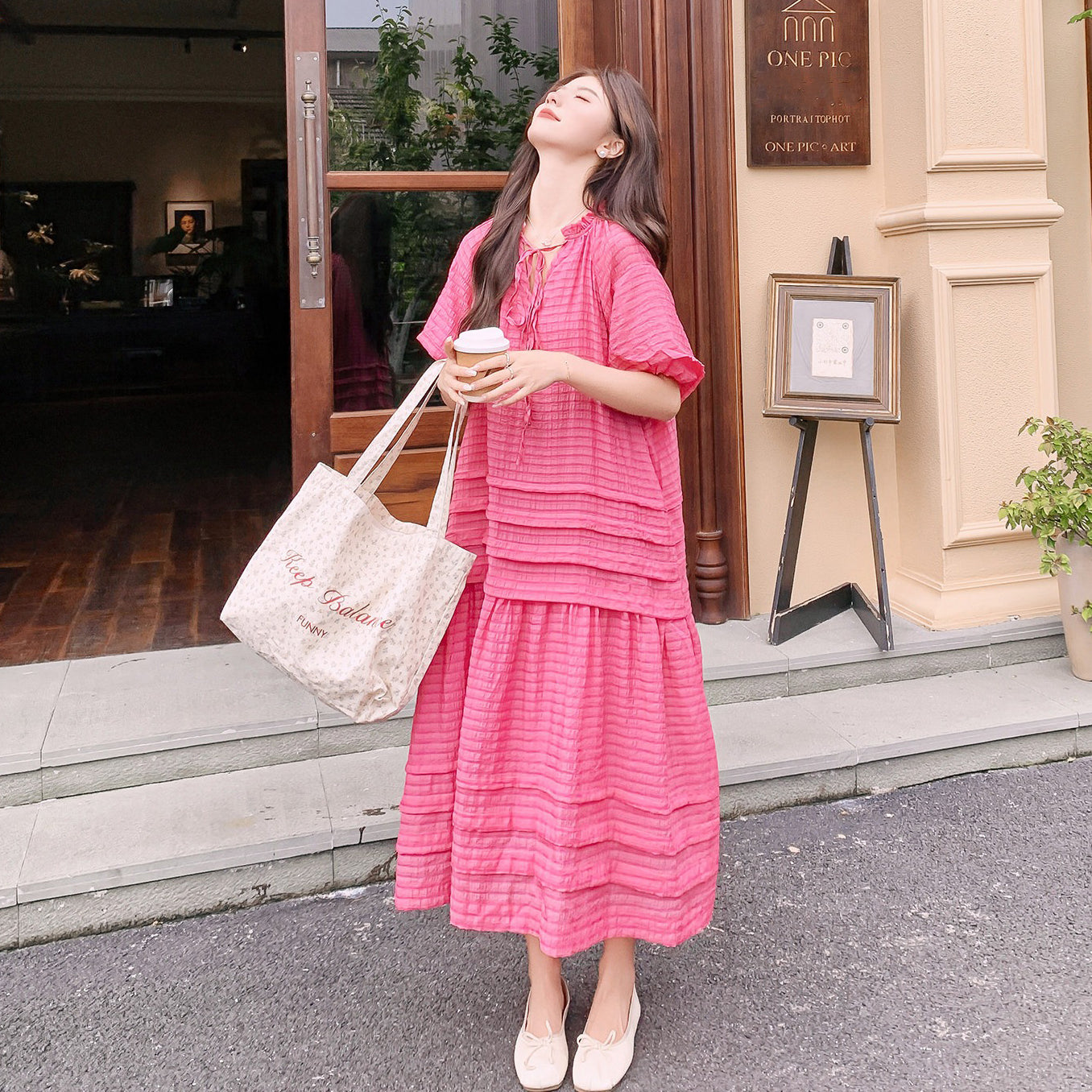 【ワンピース】ふんわり テクスチャー 半袖ワンピース レディース 夏 ゆったり おしゃれ 若見え ロングワンピース【JZシリーズ】