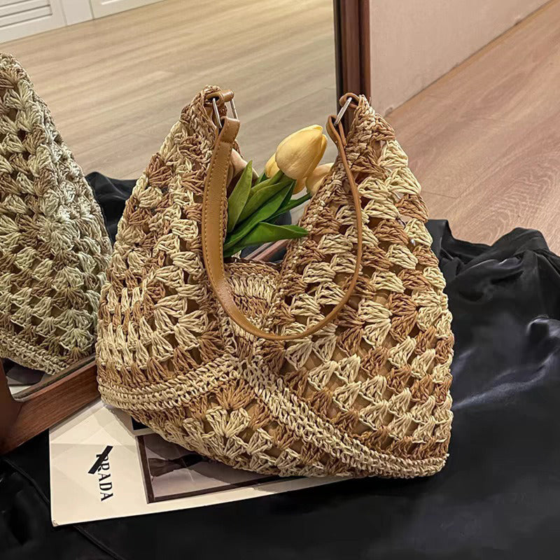 【バッグ】 大容量 メッシュ編み ビーチバッグ ショルダーバッグ ハンドバッグ【SHシリーズ】