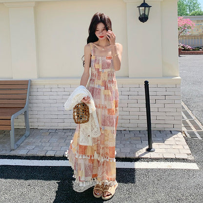 2点セット！【セットアップ】ヴィンテージエレガンス リゾート風 カーディガン＋ノースリーブワンピース セット【SHシリーズ】