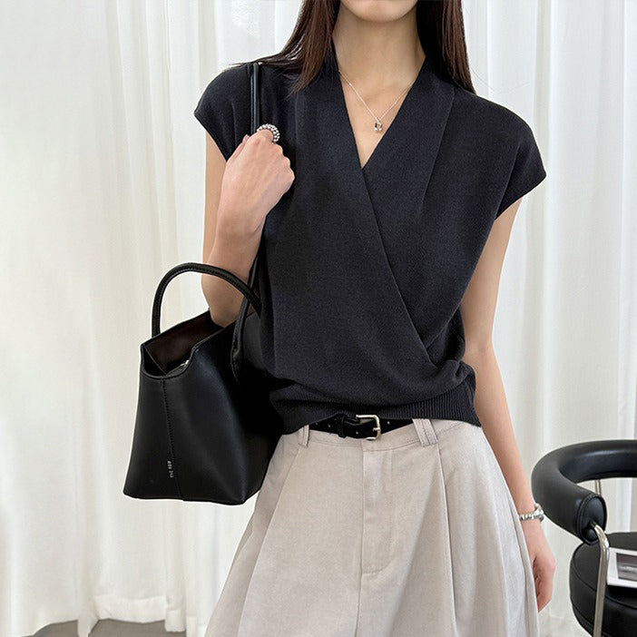 【トップス】半袖ニットトップス レディース 春新作 きれいめ カジュアル 着回し デザインニット【JZシリーズ】